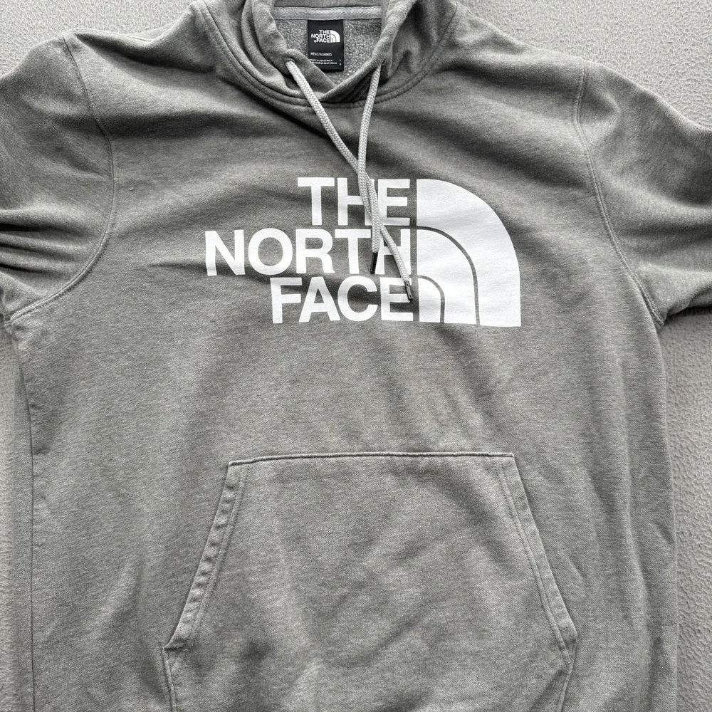 The North Face Hoodie Mens Large Gray Pullover Fleece Sweatshirt Graphic Logo